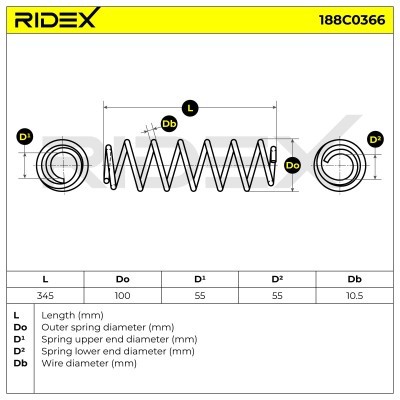 Sprężyna Zawieszenia RIDEX 188C0366 188C0366 - foto 5