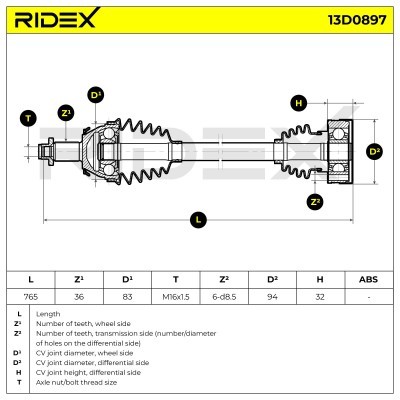 Półoś Napędowa RIDEX 13D0897 13D0897 - foto 7