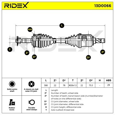 Półoś Napędowa RIDEX 13D0066 13D0066 - foto 6
