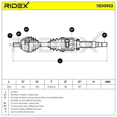 Półoś Napędowa RIDEX 13D0932 13D0932 - foto 7