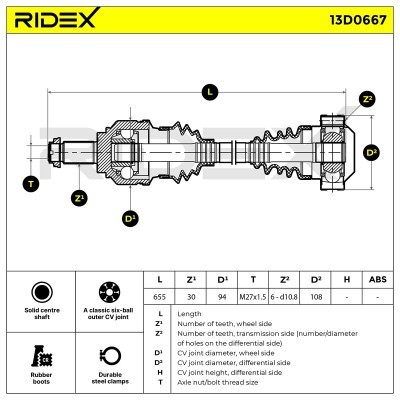 Półoś Napędowa RIDEX 13D0667 13D0667 - foto 6
