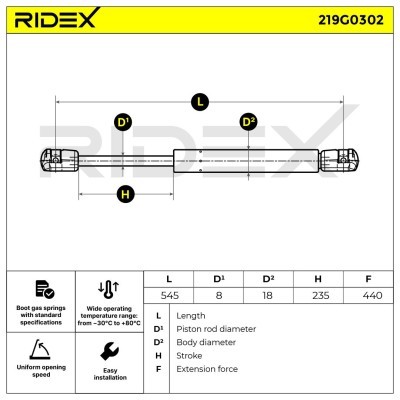 Amortyzator Pokrywy Bagażnika RIDEX 219G0302 219G0302 - foto 7
