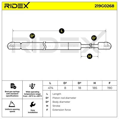 Amortyzator Pokrywy Bagażnika RIDEX 219G0268 219G0268 - foto 7