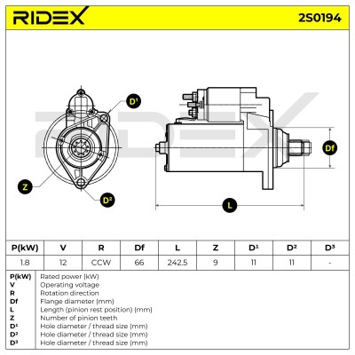 Rozrusznik RIDEX 2S0194 2S0194 - foto 7