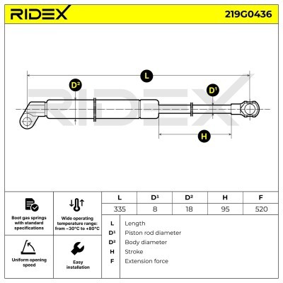 Amortyzator Pokrywy Bagażnika RIDEX 219G0436 219G0436 - foto 6