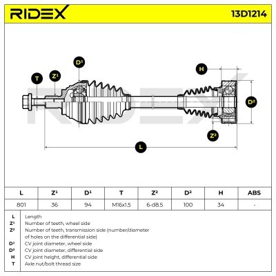 Półoś Napędowa RIDEX 13D1214 13D1214 - foto 8