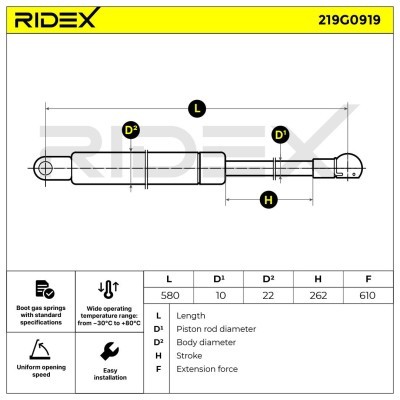 Amortyzator Pokrywy Bagażnika RIDEX 219G0919 219G0919 - foto 6