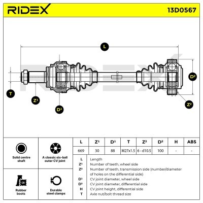Półoś Napędowa RIDEX 13D0567 13D0567 - foto 5