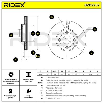 Tarcza hamulcowa RIDEX 82B2252 82B2252 - foto 6