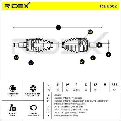 Półoś Napędowa RIDEX 13D0662 13D0662 - foto 7