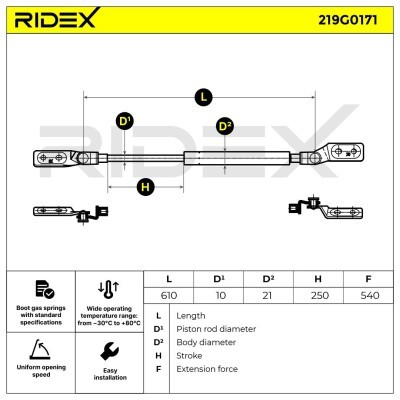 Amortyzator Pokrywy Bagażnika RIDEX 219G0171 219G0171 - foto 6