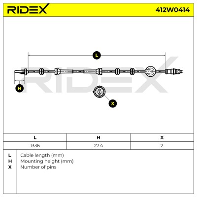 Czujnik ABS RIDEX 412W0414 412W0414 - foto 5