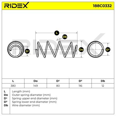 Sprężyna Zawieszenia RIDEX 188C0332 188C0332 - foto 4