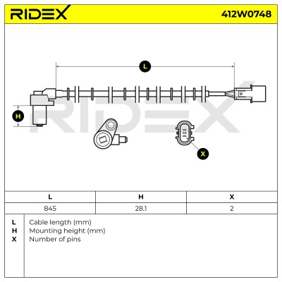 Czujnik ABS RIDEX 412W0748 412W0748 - foto 6