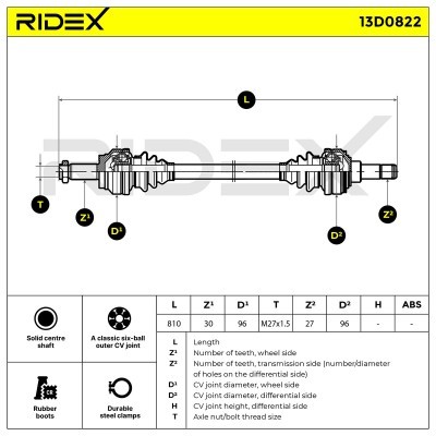 Półoś Napędowa RIDEX 13D0822 13D0822 - foto 7