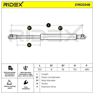 Amortyzator Pokrywy Bagażnika RIDEX 219G0248 219G0248 - foto 6
