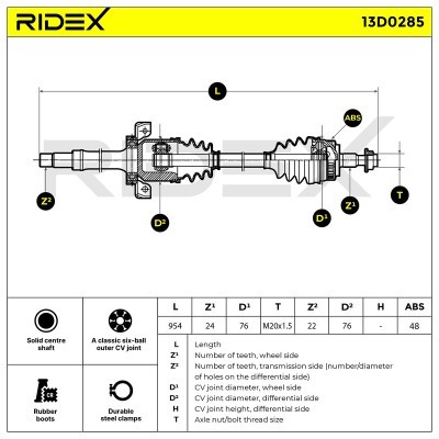 Półoś Napędowa RIDEX 13D0285 13D0285 - foto 7
