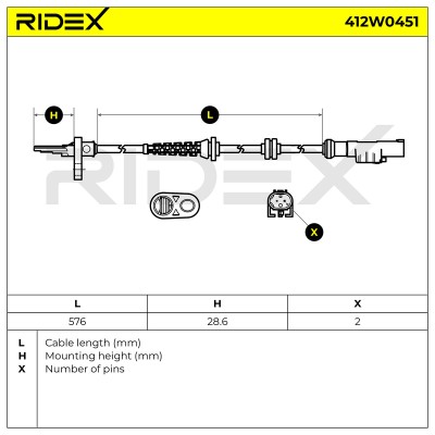 Czujnik ABS RIDEX 412W0451 412W0451 - foto 7