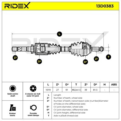 Półoś Napędowa RIDEX 13D0383 13D0383 - foto 5