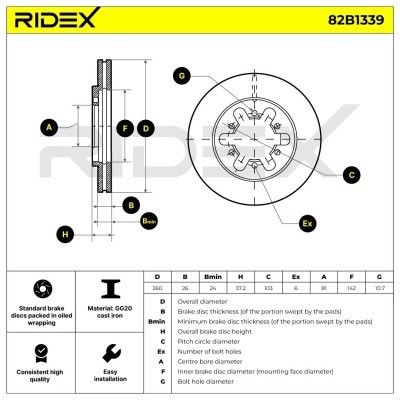 Tarcza hamulcowa RIDEX 82B1339 82B1339 - foto 6