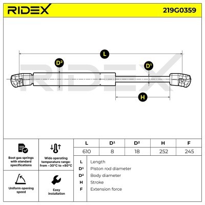 Amortyzator Pokrywy Bagażnika RIDEX 219G0359 219G0359 - foto 7