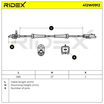 Czujnik ABS RIDEX 412W0912 412W0912 - foto 5