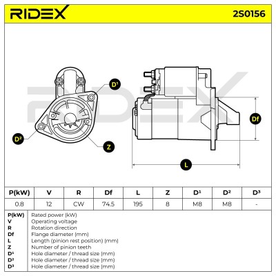 Rozrusznik RIDEX 2S0156 2S0156 - foto 7
