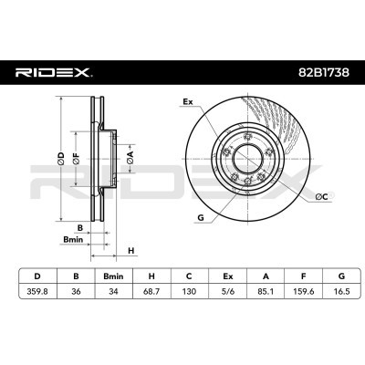 Tarcza hamulcowa RIDEX 82B1738 82B1738 - foto 7