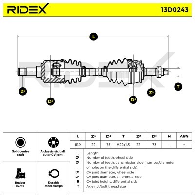 Półoś Napędowa RIDEX 13D0243 13D0243 - foto 7