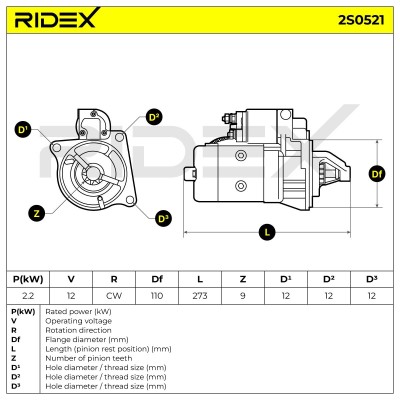 Rozrusznik RIDEX 2S0521 2S0521 - foto 6
