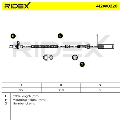 Czujnik ABS RIDEX 412W0220 412W0220 - foto 6