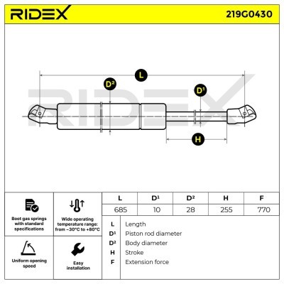 Amortyzator Pokrywy Bagażnika RIDEX 219G0430 219G0430 - foto 7