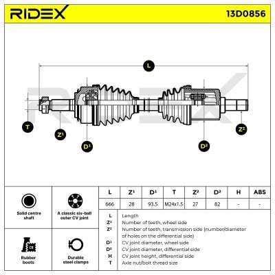 Półoś Napędowa RIDEX 13D0856 13D0856 - foto 6