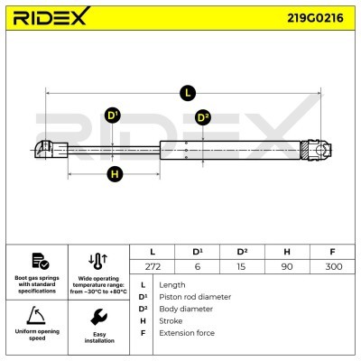 Amortyzator Pokrywy Bagażnika RIDEX 219G0216 219G0216 - foto 6