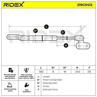 Amortyzator Pokrywy Bagażnika RIDEX 219G0412 219G0412 - foto 7