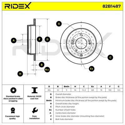 Tarcza hamulcowa RIDEX 82B1487 82B1487 - foto 5