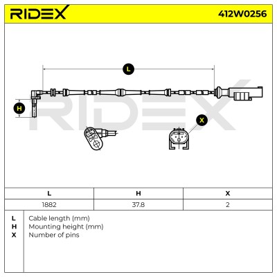 Czujnik ABS RIDEX 412W0256 412W0256 - foto 6