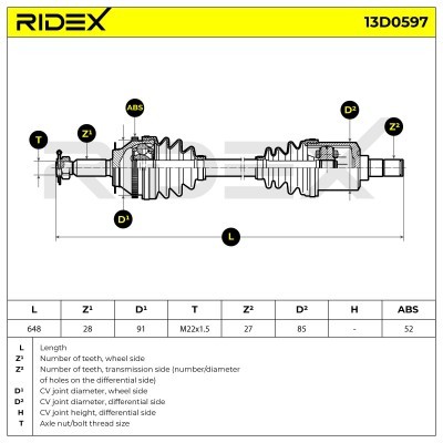 Półoś Napędowa RIDEX 13D0597 13D0597 - foto 7