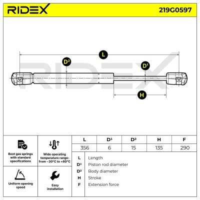 Amortyzator Pokrywy Bagażnika RIDEX 219G0597 219G0597 - foto 6