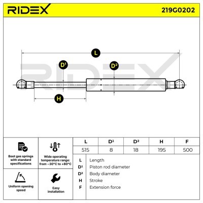 Amortyzator Pokrywy Bagażnika RIDEX 219G0202 219G0202 - foto 3