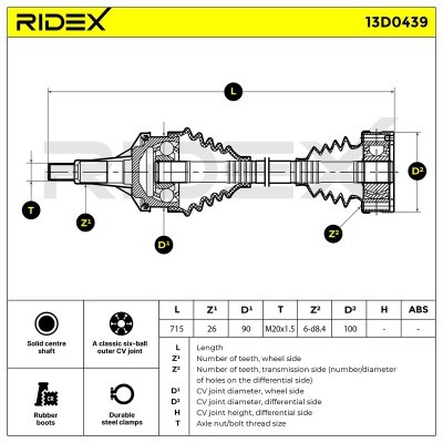 Półoś Napędowa RIDEX 13D0439 13D0439 - foto 6