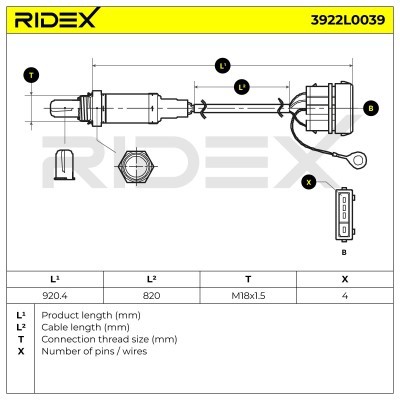 Sonda Lambda RIDEX 3922L0039 3922L0039 - foto 4