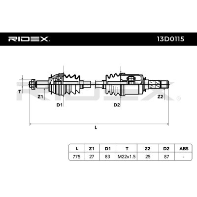 Półoś Napędowa RIDEX 13D0115 13D0115 - foto 5
