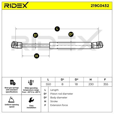 Amortyzator Pokrywy Bagażnika RIDEX 219G0432 219G0432 - foto 7