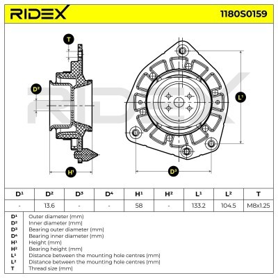 Mocowanie Amortyzatora RIDEX 1180S0159 1180S0159 - foto 4