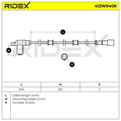 Czujnik ABS RIDEX 412W0406 412W0406 - foto 6