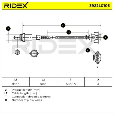 Sonda Lambda RIDEX 3922L0105 3922L0105 - foto 6