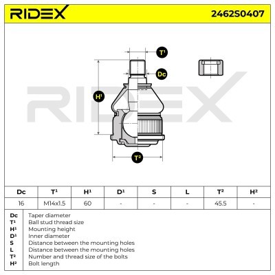 Sworzeń wahacza RIDEX 2462S0407 2462S0407 - foto 5