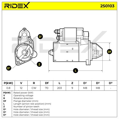 Rozrusznik RIDEX 2S0103 2S0103 - foto 6