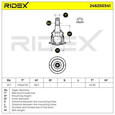 Sworzeń wahacza RIDEX 2462S0341 2462S0341 - foto 5